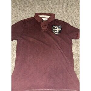 Vintage American Eagle Polo Shirt Mens Large Big Crest Logos. Single Stitch. Red